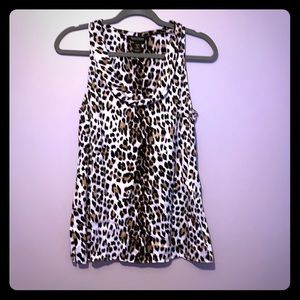 WHBM 100% Silk Cowl Leopard Tank